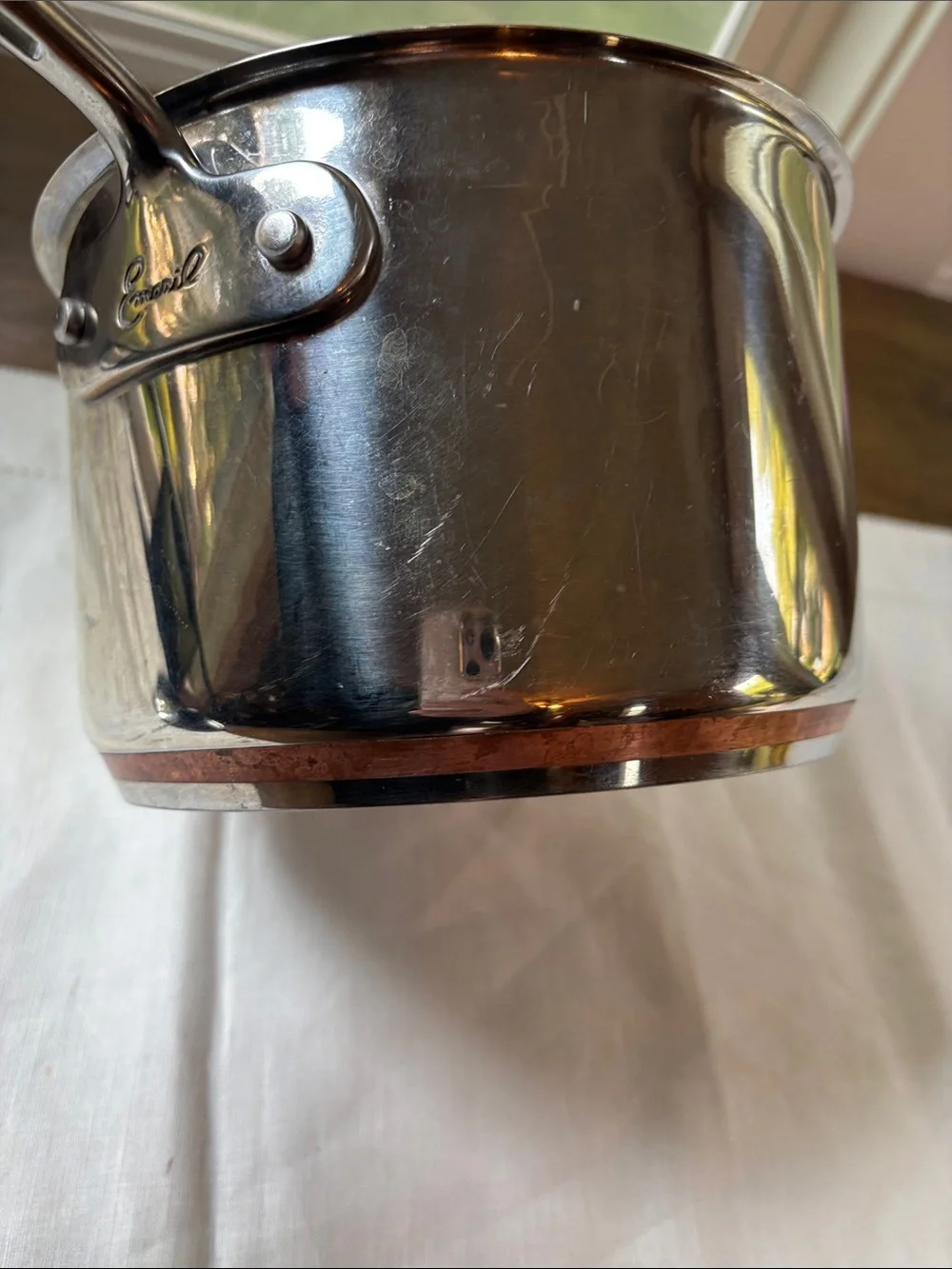 Vintage Emeril Lagasse 3 Qt Stainless Steel Saucepan Pot, Copper Core Base